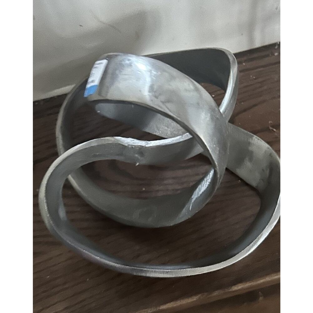 Aluminum Knot Sculpture, 7 Inch Silver Polished And Matte